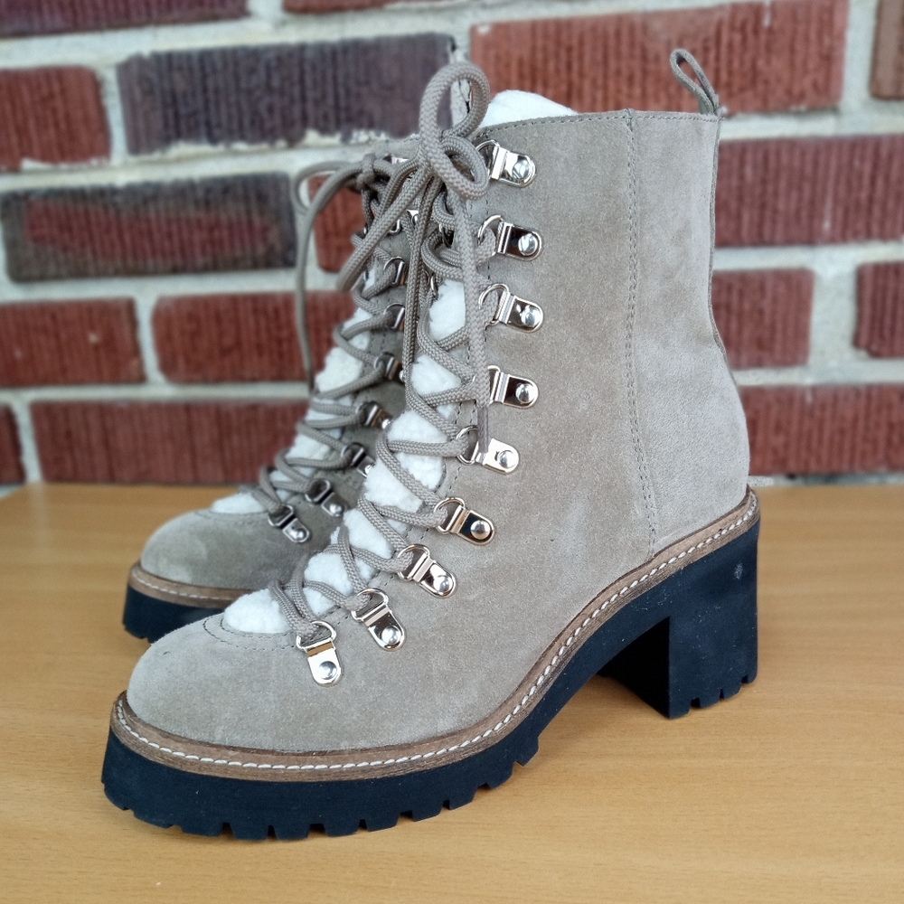 NWT Jeffrey Campbell 'OWhat' Blogger Favorite Lace Up Boot in Taupe Suede